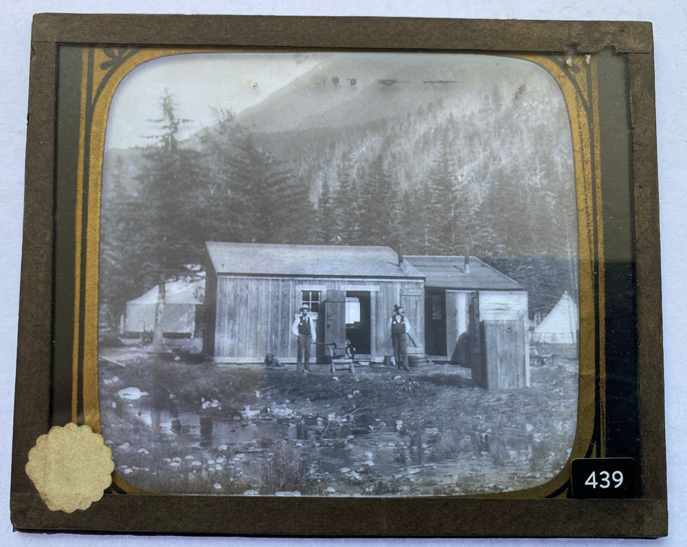 MAGIC LANTERN SLIDE 439 RUSTIC CABIN ORE.? 1900s