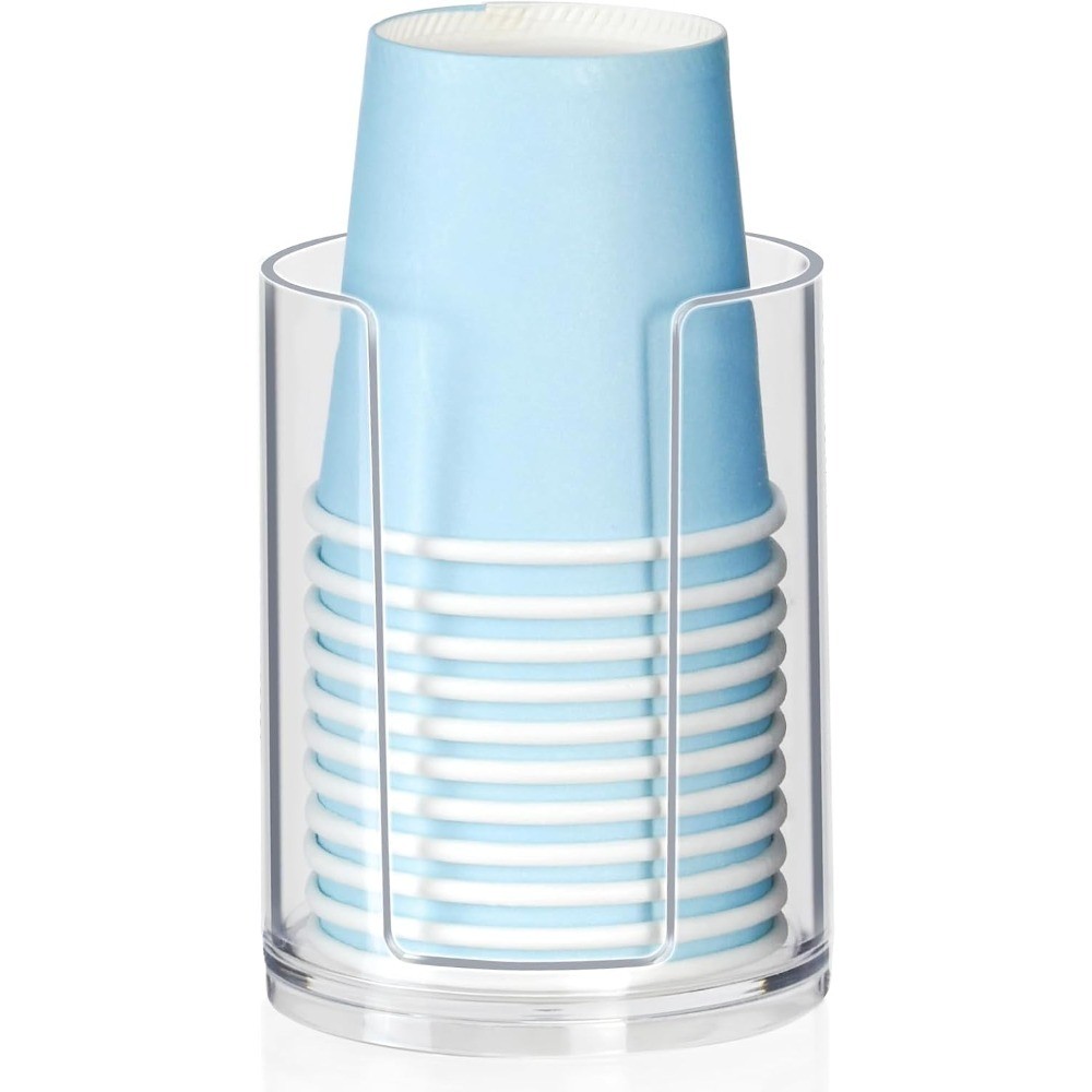 Compact Clear Plastic Bathroom Cup Dispenser Holder for 3oz 4oz Disposable