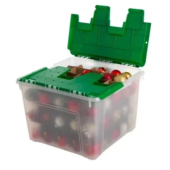 IRIS 60QT Stackable Ornament Storage Bin, 2-pack