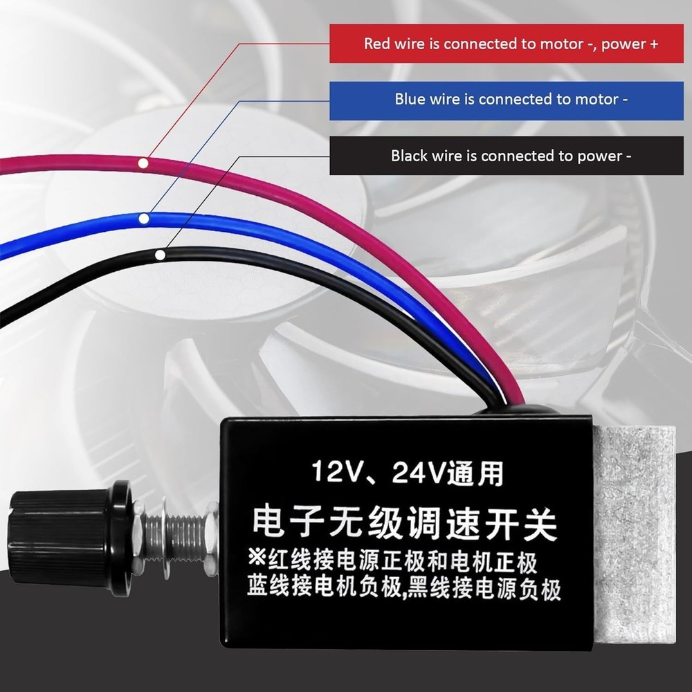 Electronic Stepless Speed Controller 2V-24V - Heating and Cooling Applications