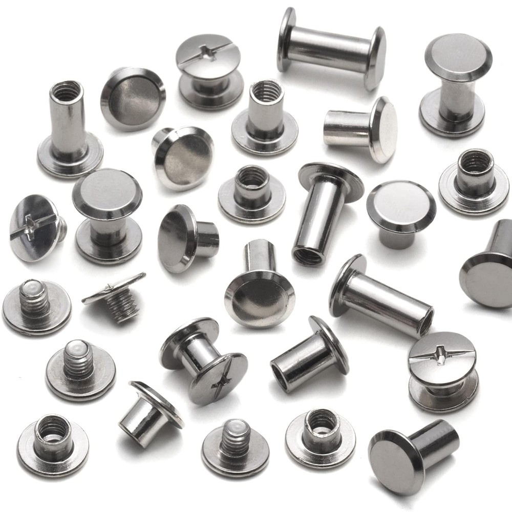 110 Assorted Chicago Screws - Durable Silver Rivets for Leather Craft Projects