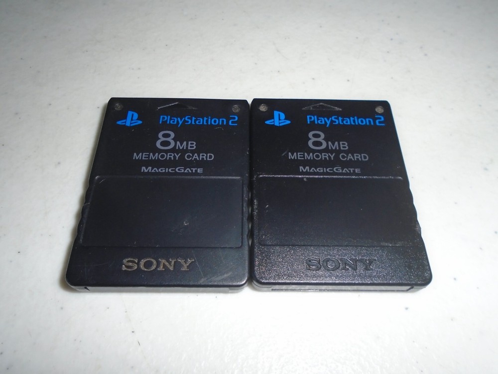 2x OEM 8MB PS2 Memory Cards (BLACK) Playstation 2 memory card bundle