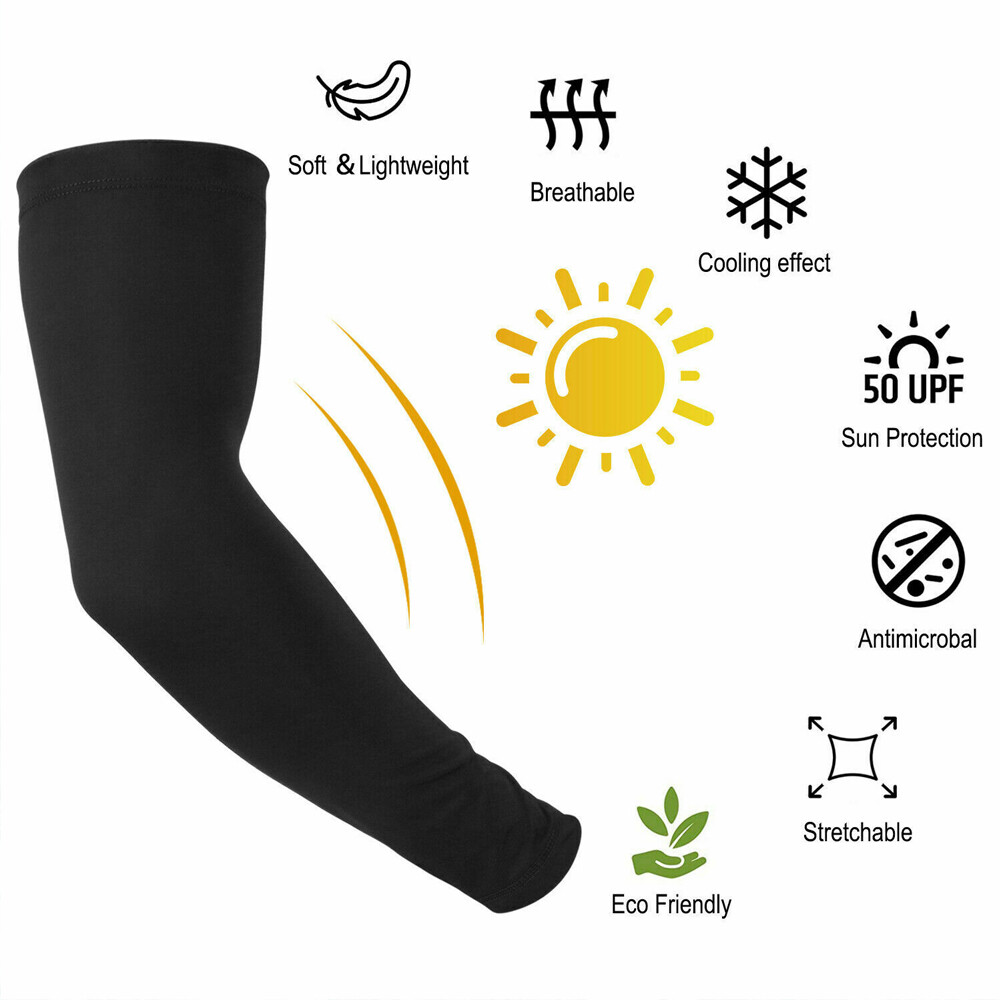 1 Pair Cooling Arm Sleeves UV Sun Protect Covers For Men Women Outside Sport US