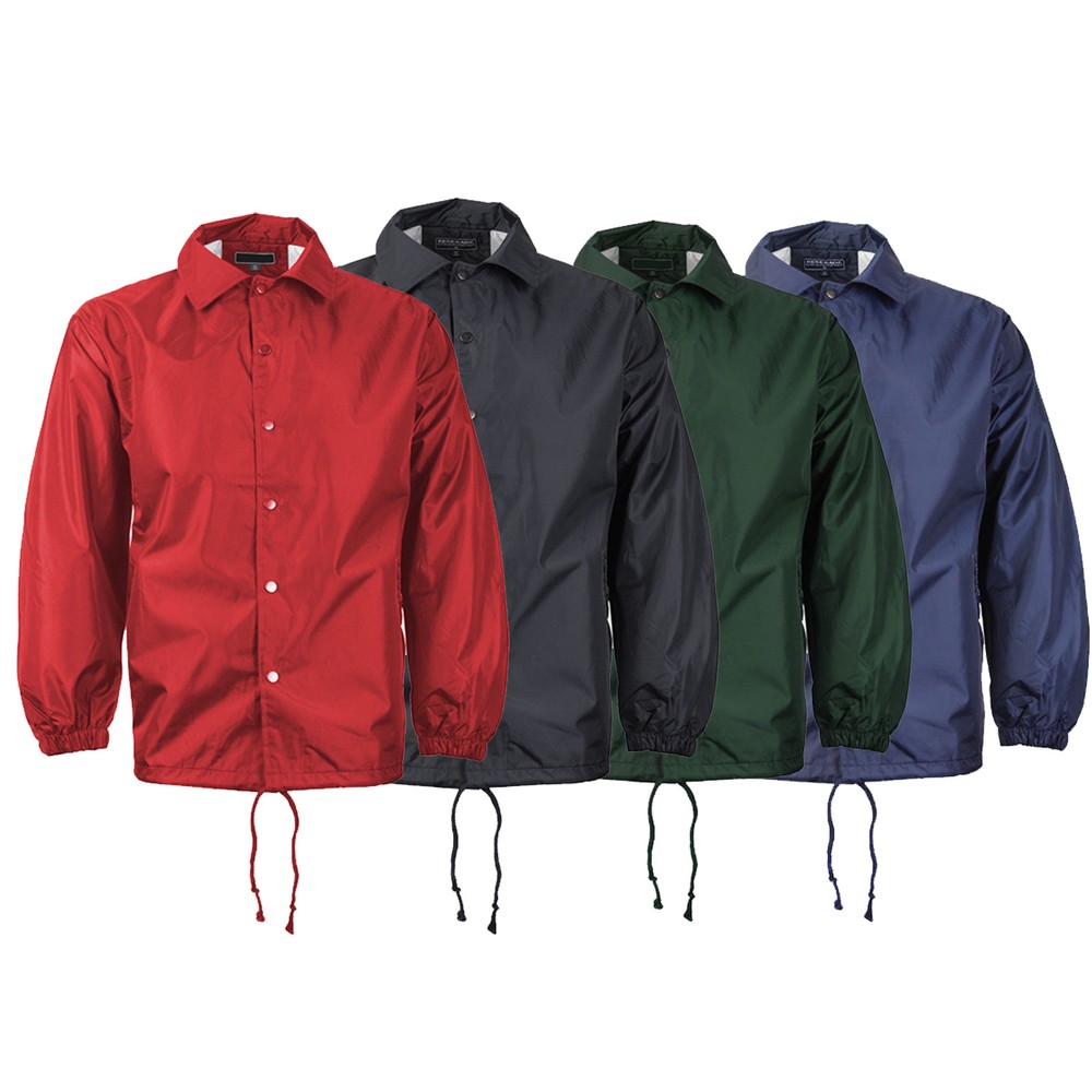 Men's Water Resistant Lightweight Button Up Windbreaker Drawstring Coach Jacket