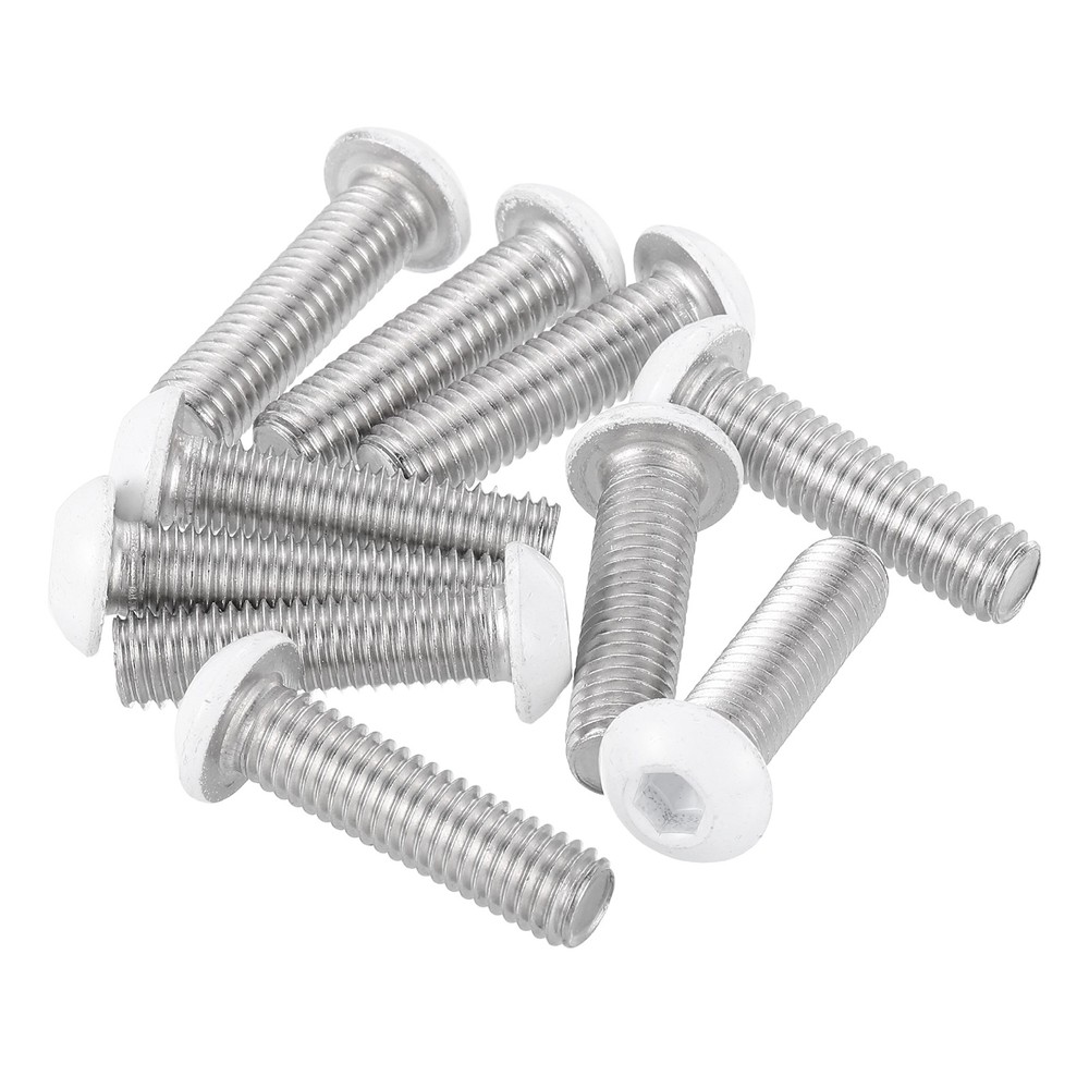 10 Pcs M8-1.25 x 30mm Button Head Socket Cap Screw Machine Screw, White