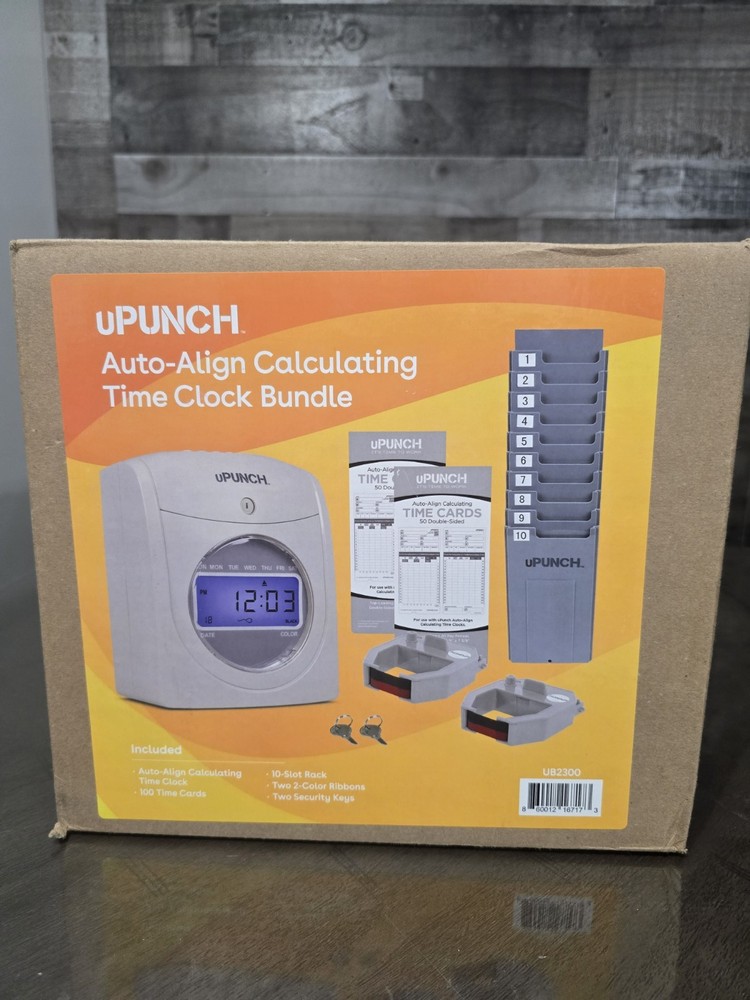 UPUNCH Auto-Align Calculating Time Clock Bundle UB2300 With Time Cards