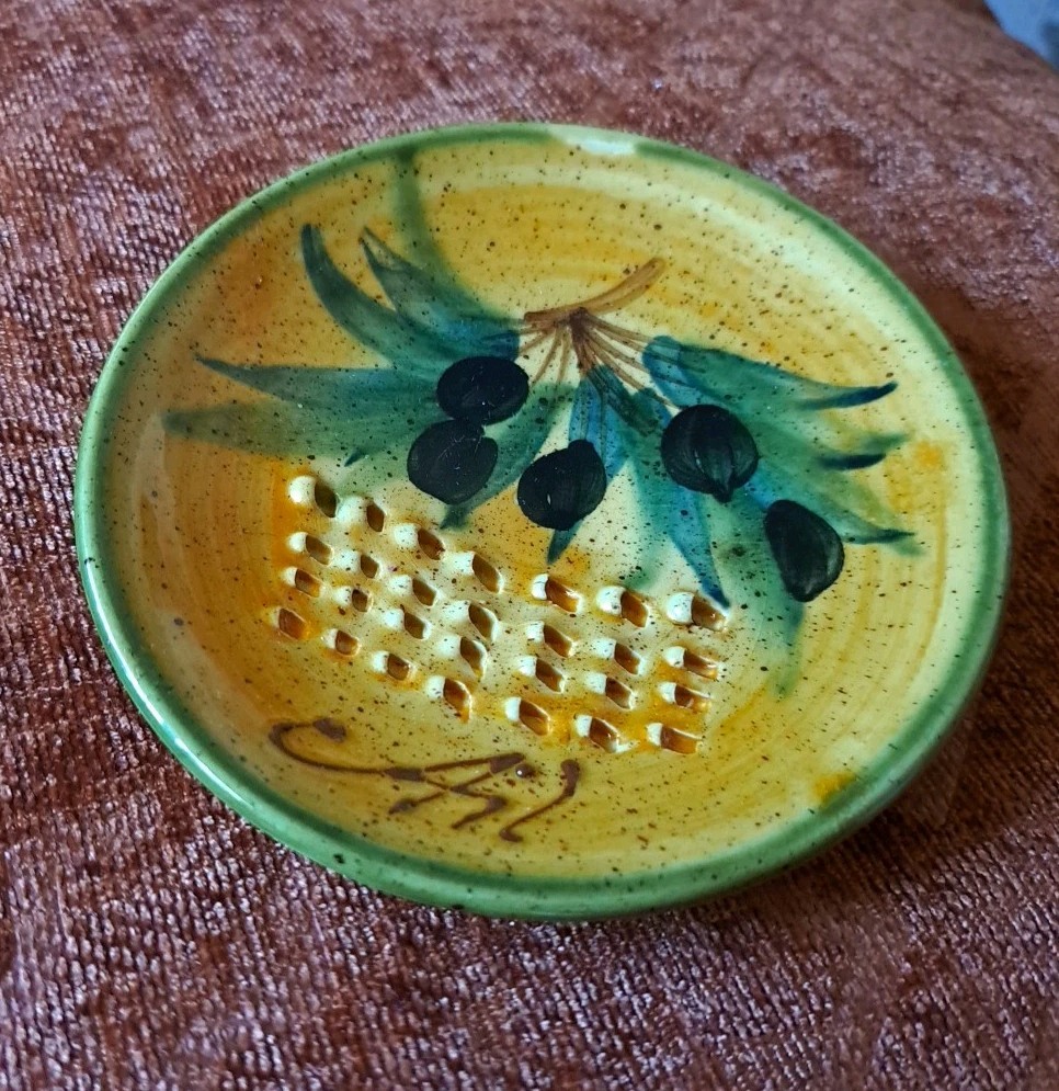 Ceramic Grater for  Garlic, Ginger, Lemon- Hand Painted & Hand Made * New