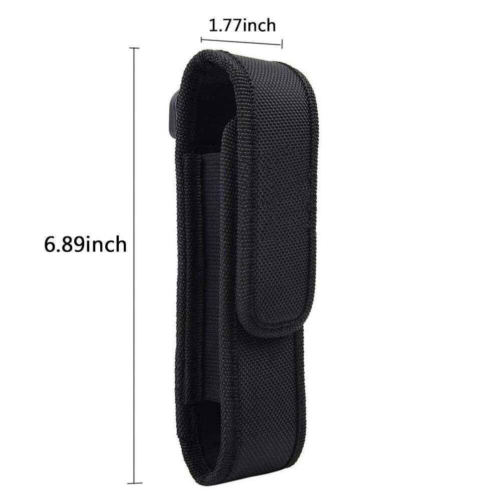 2 Pcs Flashlight Holster Pouch Holder Flash Light Belt Carry Case Black