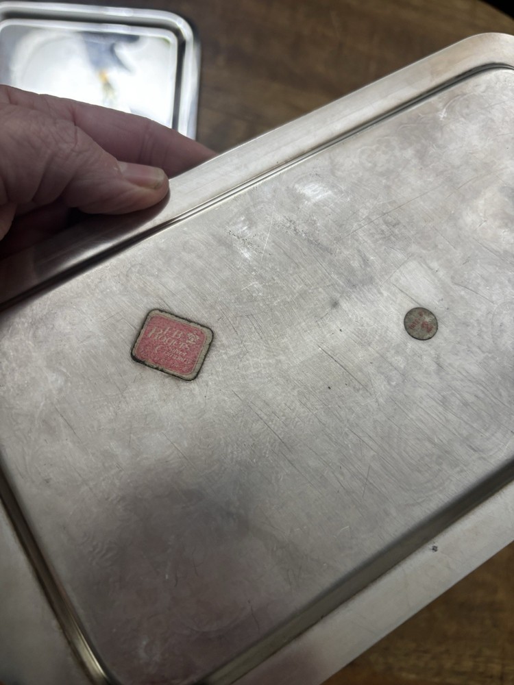 Two Vintage Small Mini Silverplate Trays Soap Jewelry Trinkets Wm A FB Rogers