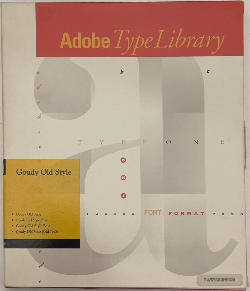 Adobe Type Library Macintosh Diskette Goudy Old Style Type 1 Postscript
