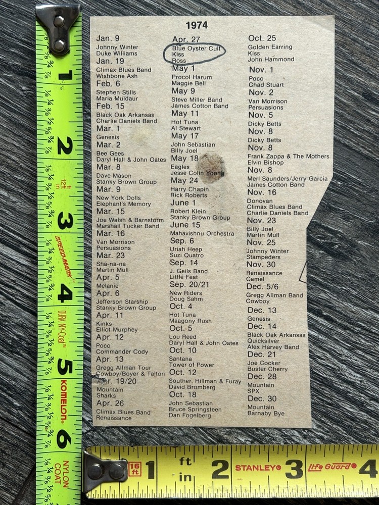 KISS Concert Ad 1st Tour Capitol Theatre NJ Apr 27 1974 Vintage Kiss Aucoin