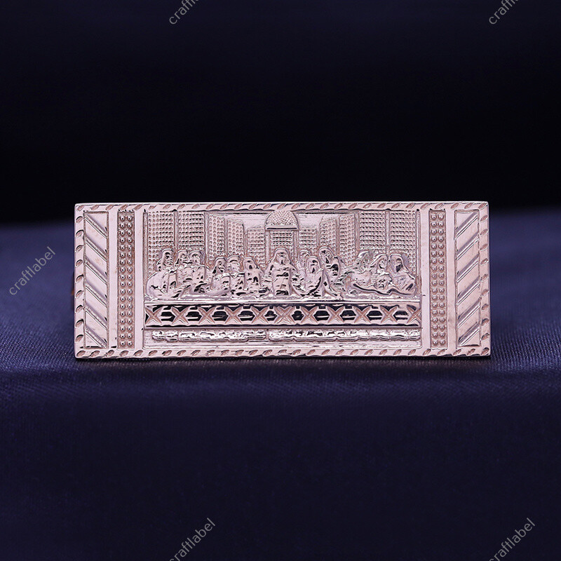 Two Finger Rectangular Last Supper Atlas Men's Ring Solid 925 Sterling Silver