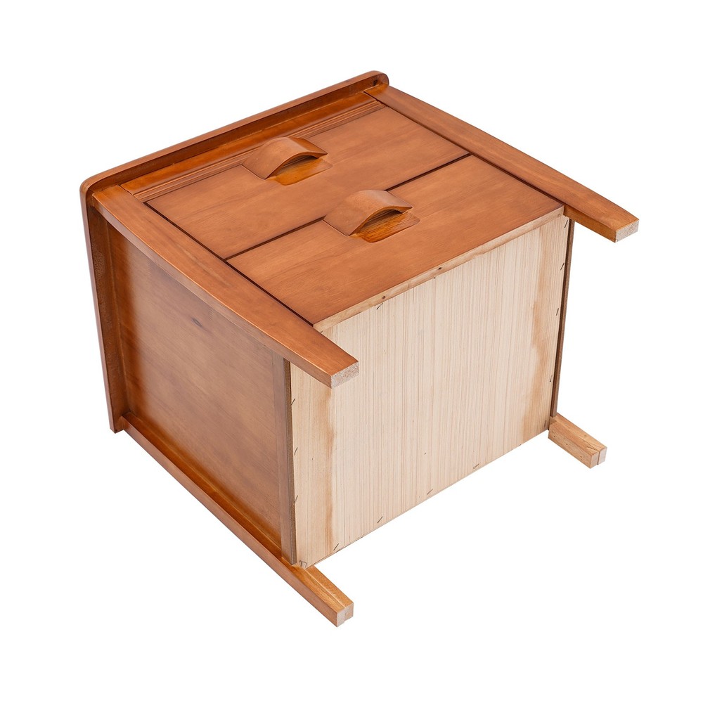 Walnut Nightstand, Bedside Table, Sofa Side Table, Storage Cabinet W/ 2 Drawers