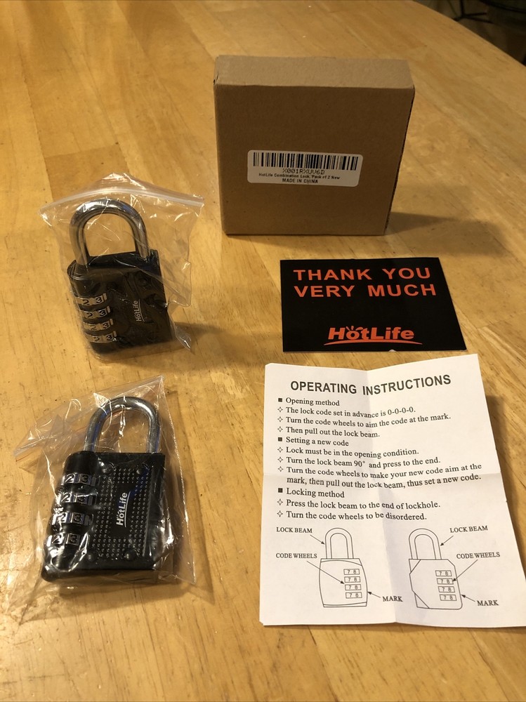 2 Pack - Padlock Heavy Duty 4-Digit Re-settable Combination Lock For Multi- Use