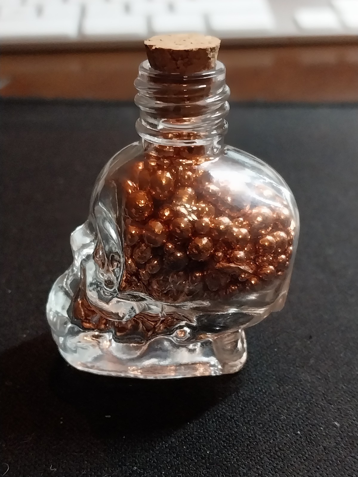Copper Bullion in Skull Glass Bottle - 99.9 % Pure - 44 Grams - Great Gift!