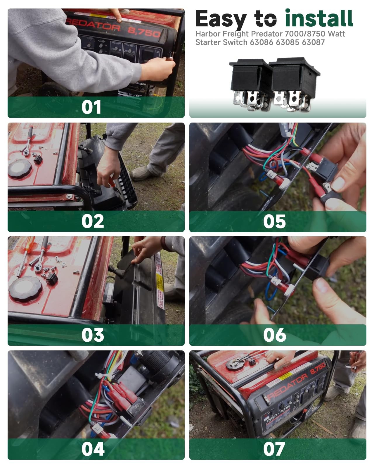 On Off Start Switch replacement fits Harbor Freight Predator 2 Pack