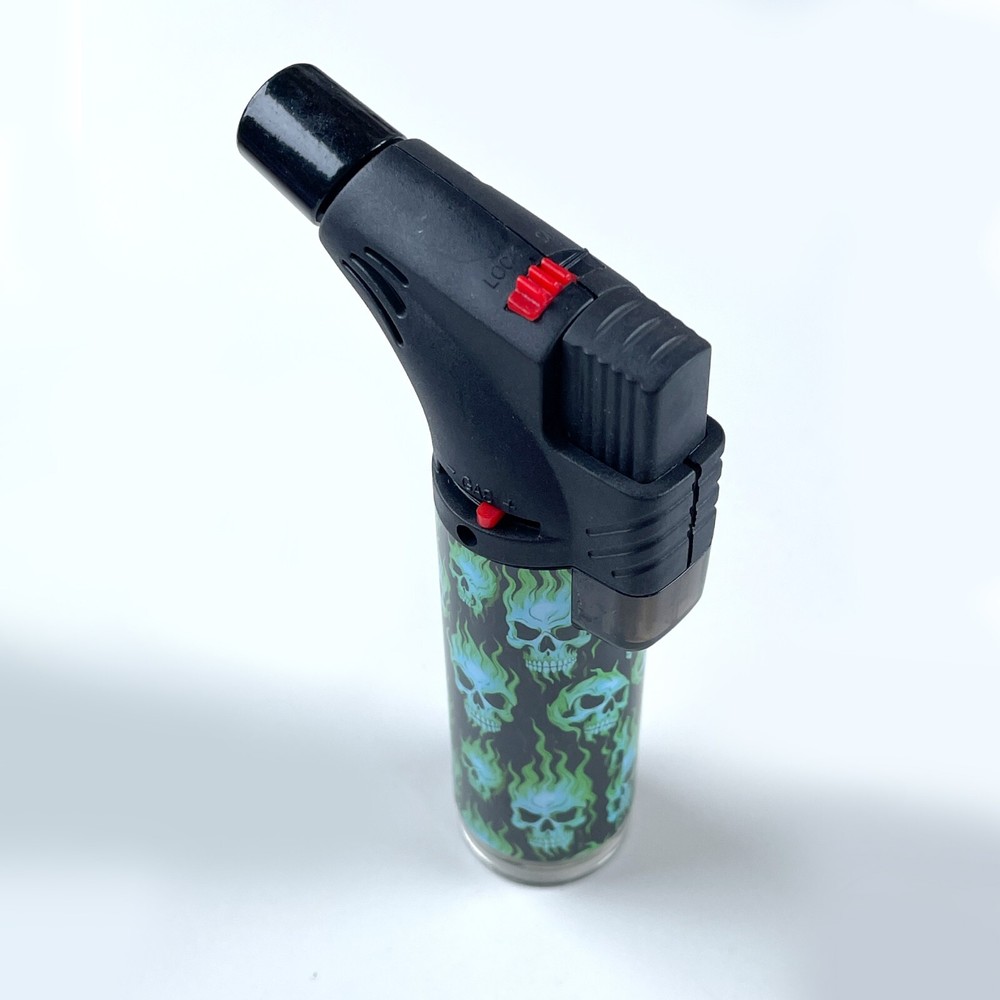 4 Pack Jumbo 4" Single Jet Flame Torch Gun Lighter Refillable Lockable Skeleton