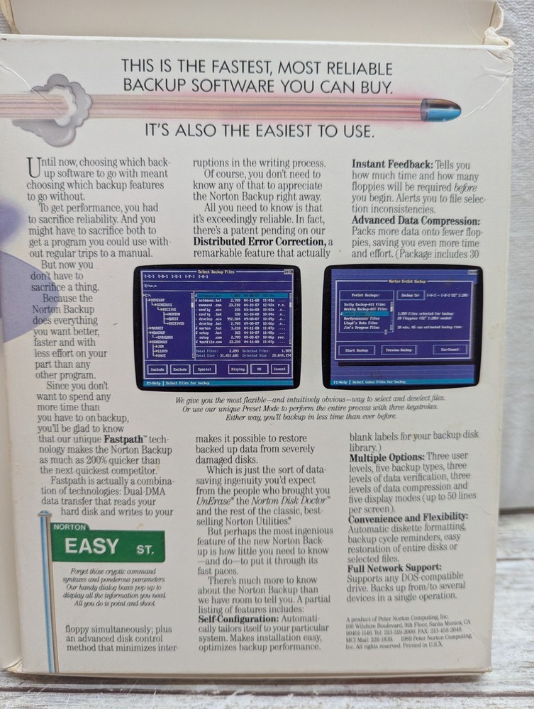 The Norton Backup 5.25" Floppy Discs IBM 1989 PC Computer Program Software
