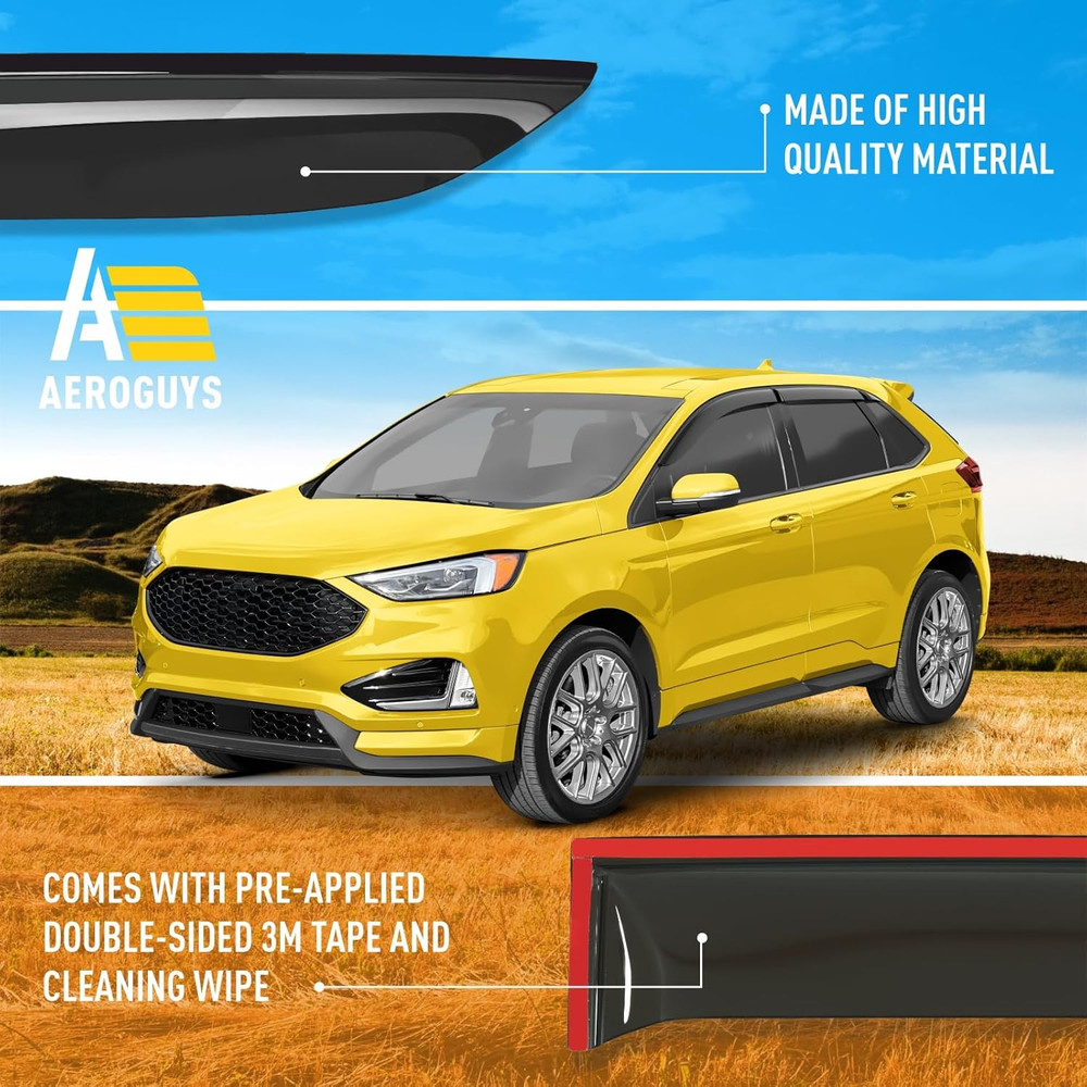 Extra Durable Window Deflectors Tape-On Window Visors Rain Guards Fit for Ford E