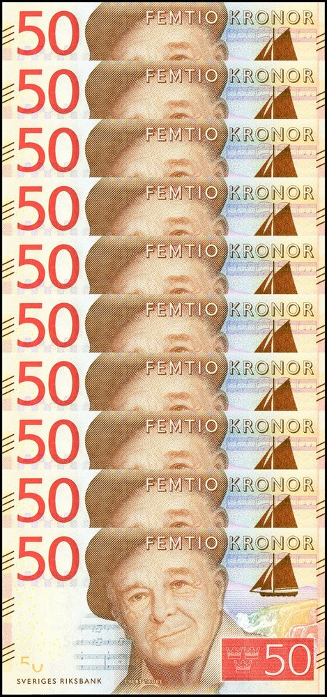 Sweden 50 Kronor, 2015 ND, P-70, UNC X 10 PCS