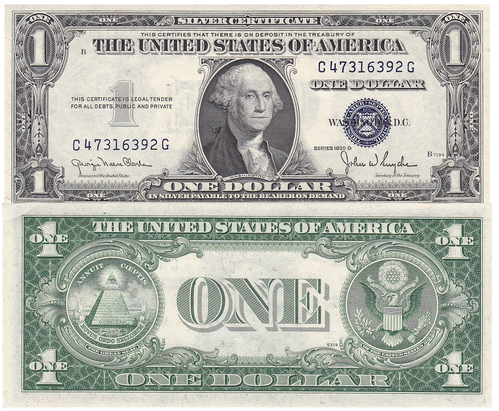 1935-D $1 Silver Certificate Narrow Fr 1613N Random Blocks Uncirculated