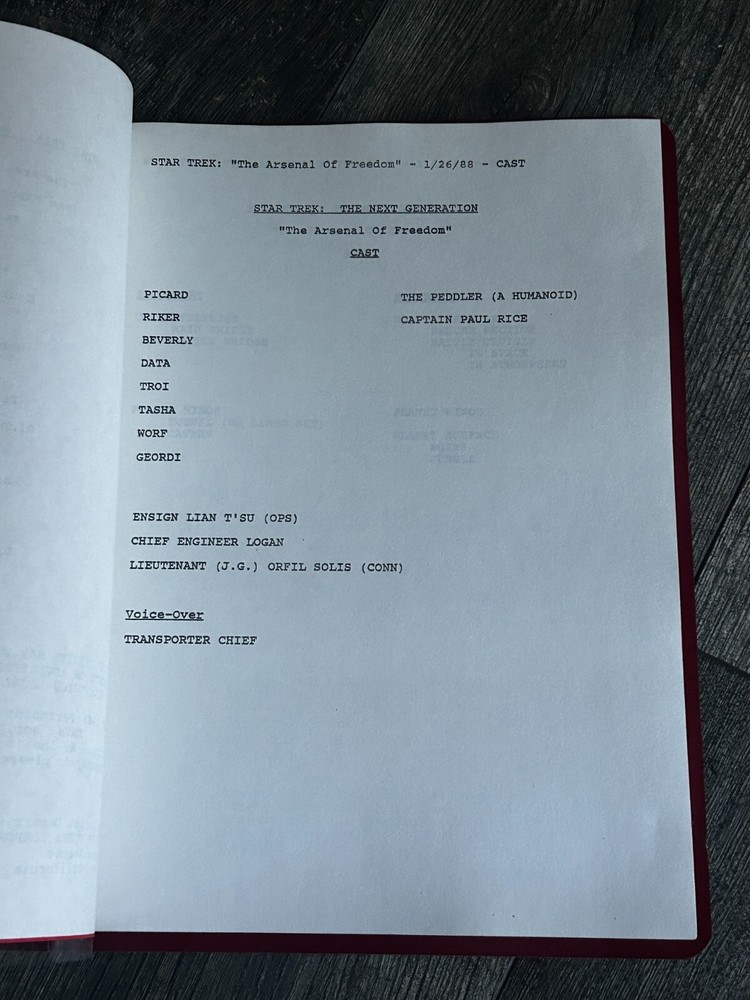 STAR TREK Script The Next Generation Arsenal Of Freedom 3rd Revision Final Draft
