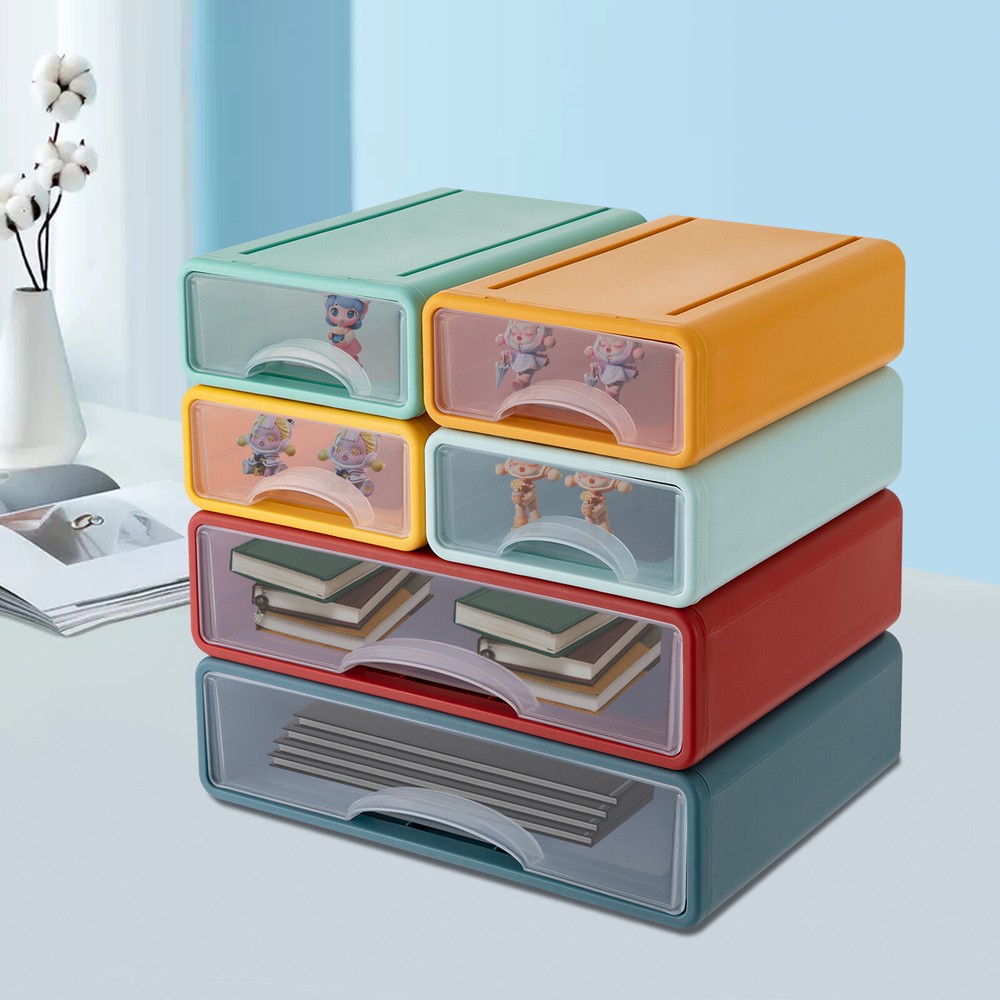 6PCS Drawers Stackable Organizer Case Desktop Drawer Storage Organizers