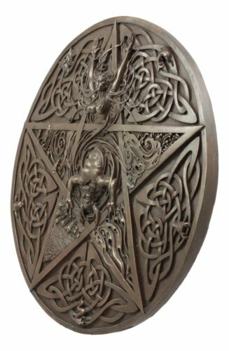 The Horned God & Goddess Elemental Celtic Knotwork Pentacle Wall Plaque Figure