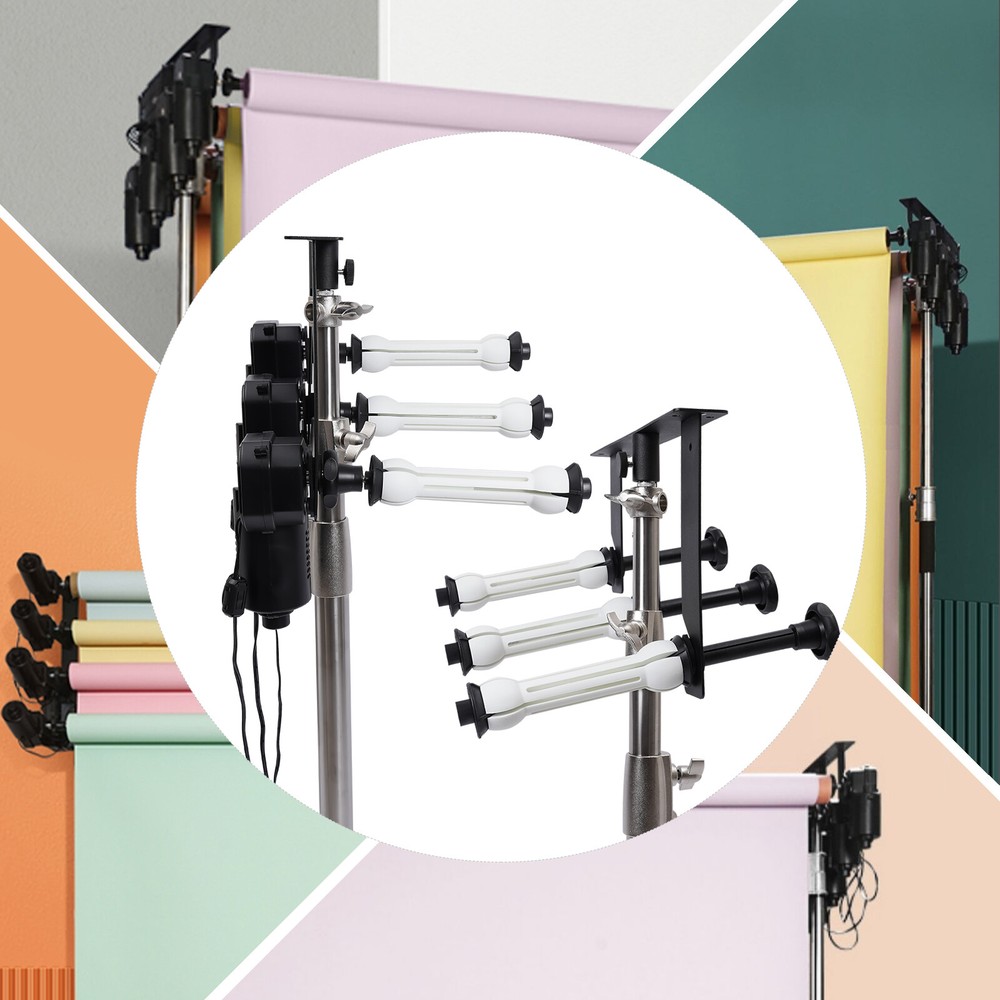 Motorized Electric 3-Roller Cloth Background Support System Wall Mount w/Remote