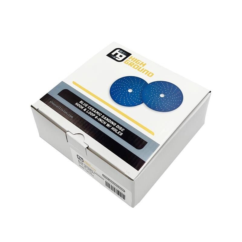 High Ground Blue Ceramic Hook & Loop 6" w/ Holes Sanding Disc