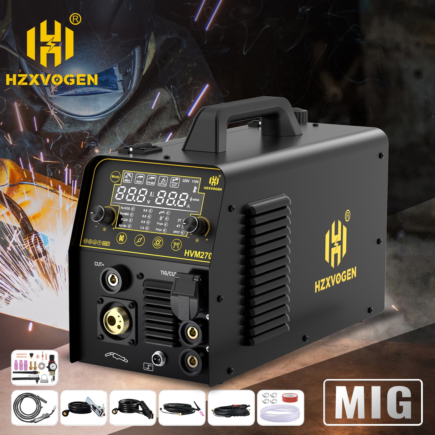 MIG TIG MMA CUT 6in1 Welder 250A 220V HF TIG Welder/40A Plasma Cutter with Spot