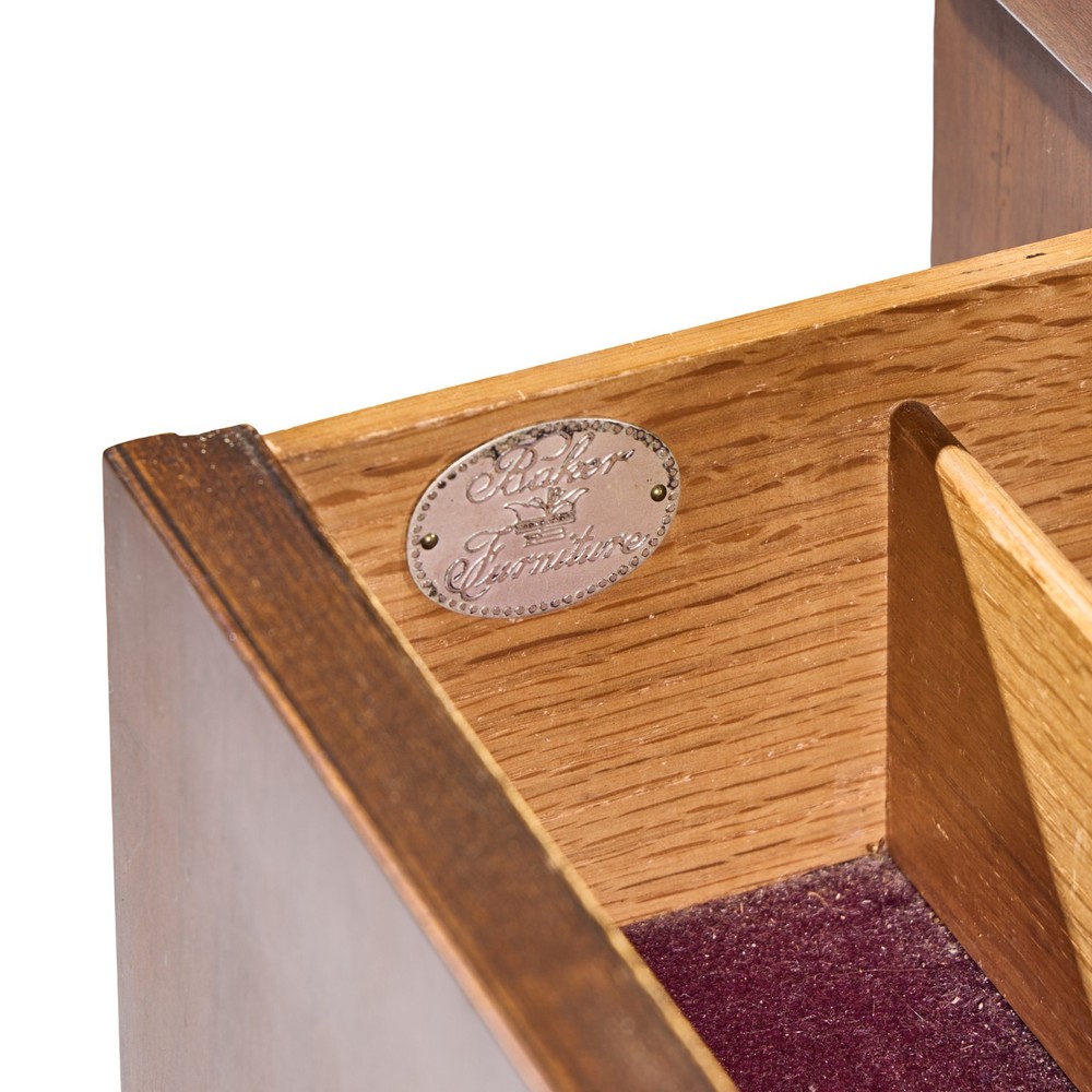 Baker Walnut and Brass Buffet Credenza