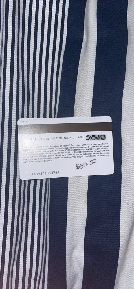 Top Golf $50 Gift Card Unused