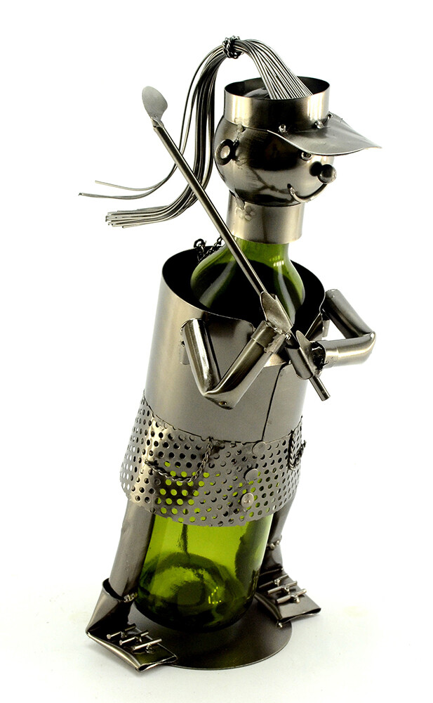 Lady Golfer Wine Bottle Holder Character