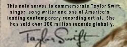 new Taylor Swift Million Dollar Bill Play Funny Money Novelty Note + FREE SLEEVE