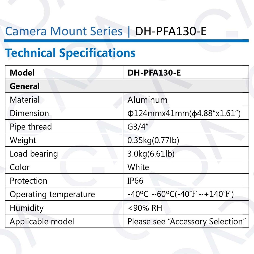 Dahua PFA130-E Wall Mounting Junction Box for Select CCTV Security Cameras