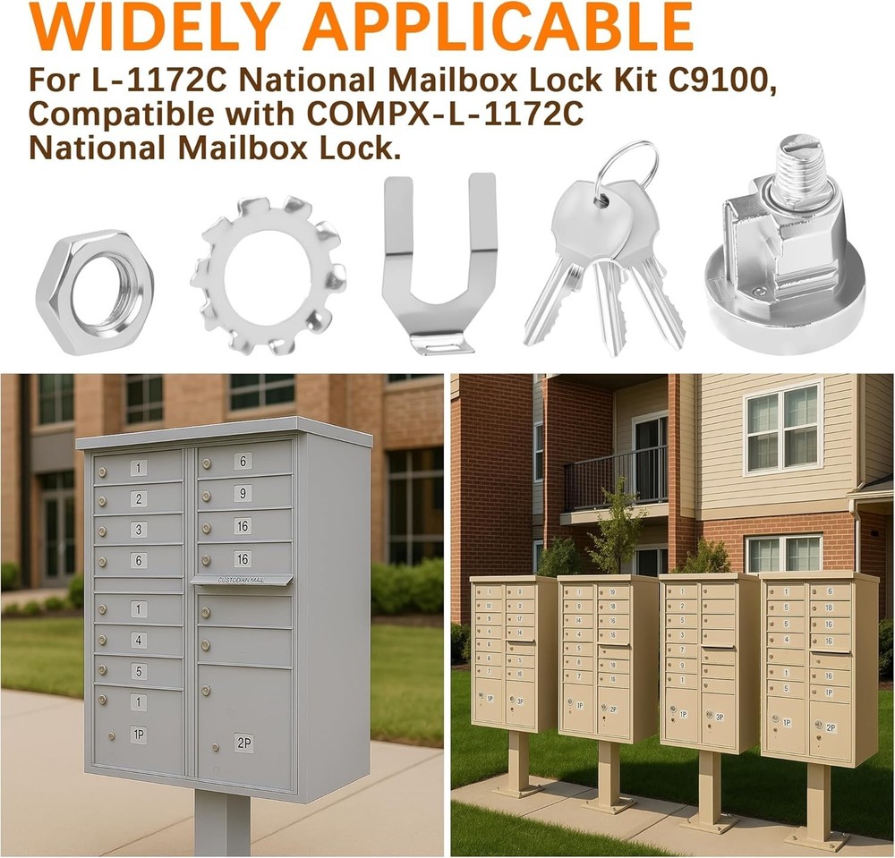 All-Weather 10 Pack Mailbox Lock Set - Secure L-1172C Replacement with Keys