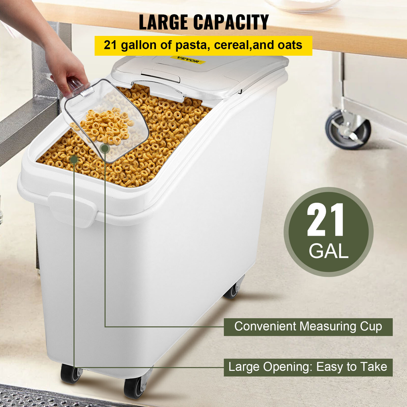 VEVOR 21 Gallon Ingredient Bin w/ Scoop Sliding Lid Commercial Food Storage