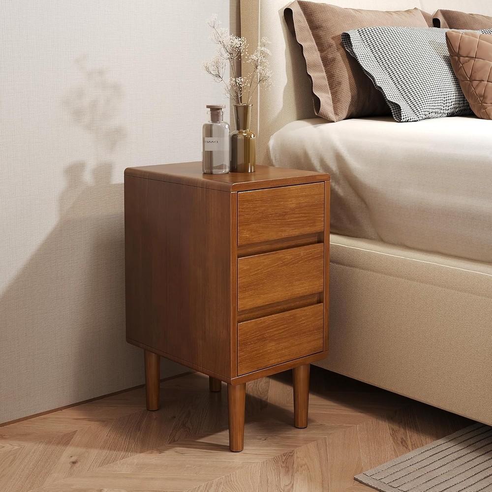 Nightstand Ders Narrow Night Stand Solid Wood Bedside Table Mid