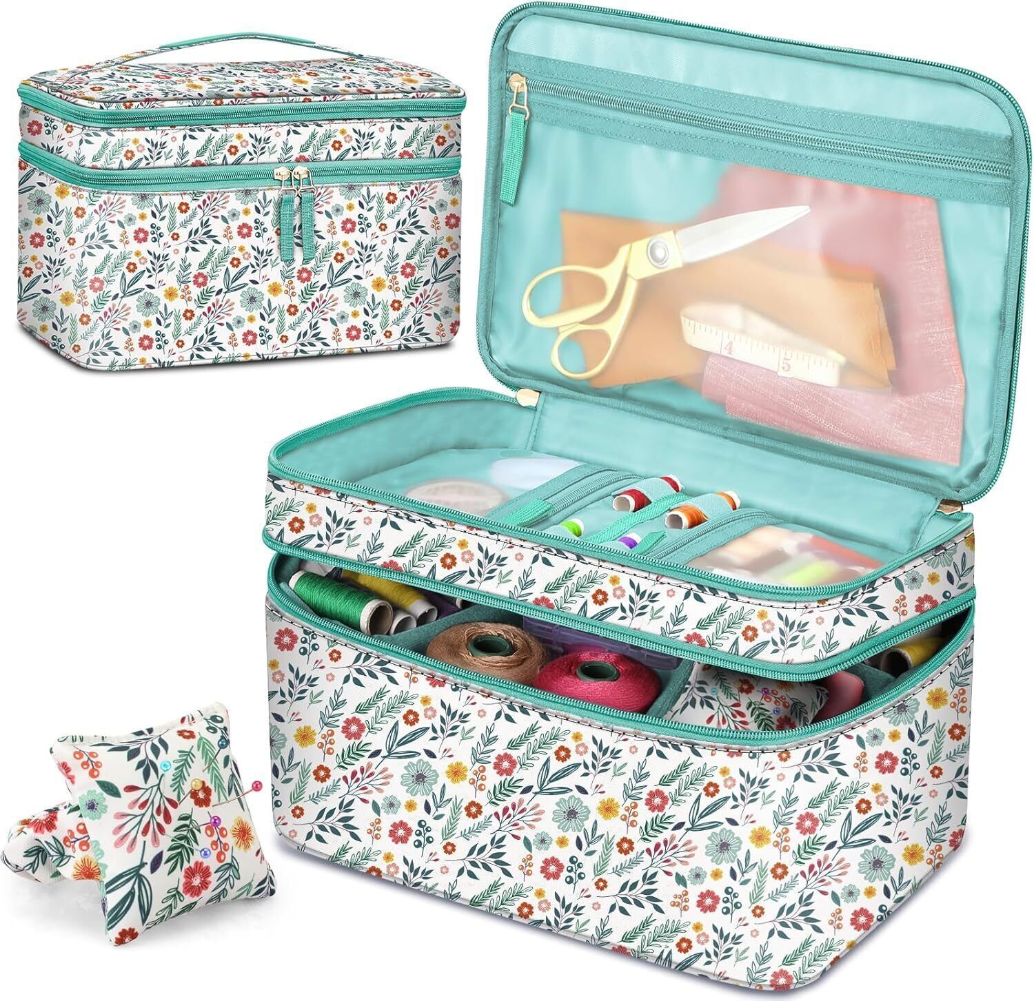Sewing Accessories Storage Organizer Case Double-Layer Sewing Kits Carrying Bag