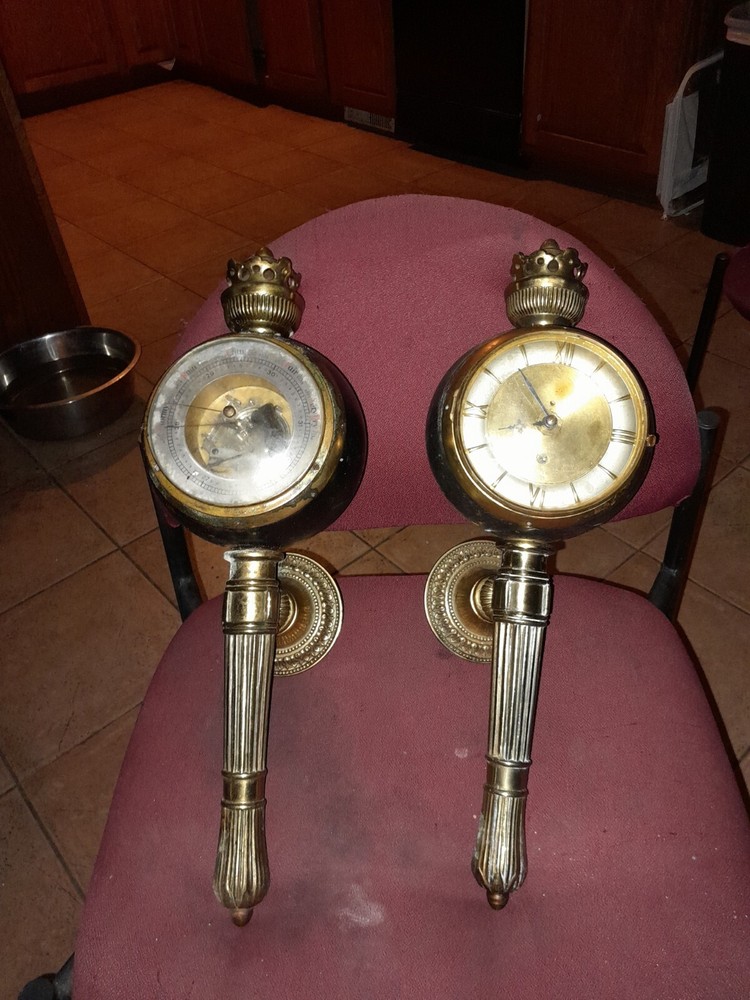 A German Brass-Mounted Clock and Barometer