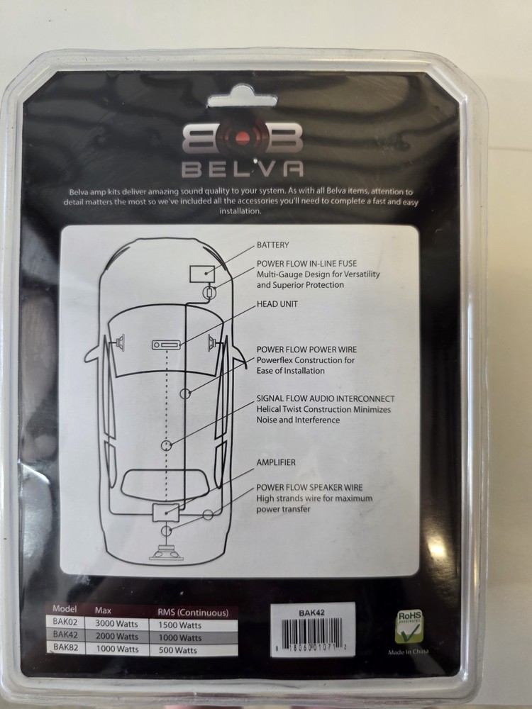 Bella 2000 Watt Amp Install Kit