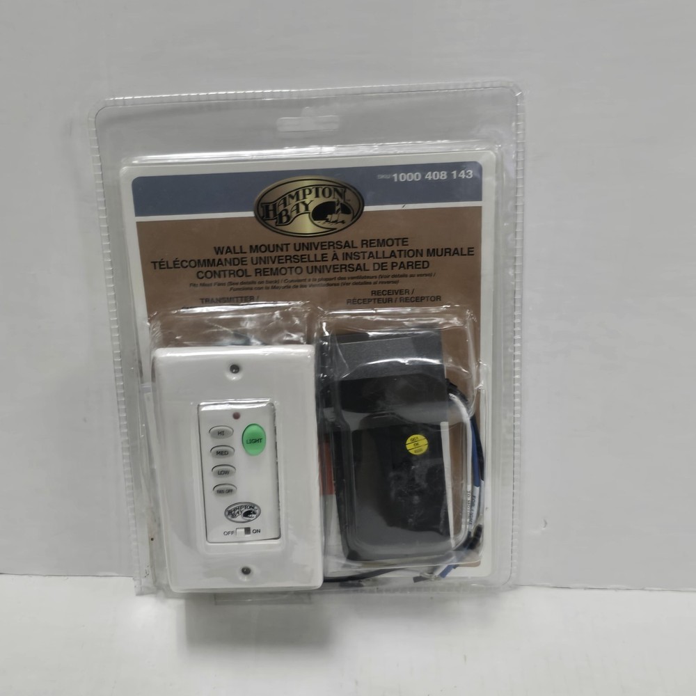 Hampton Bay 1000408143 Black White Wall Mount Universal Remote Control