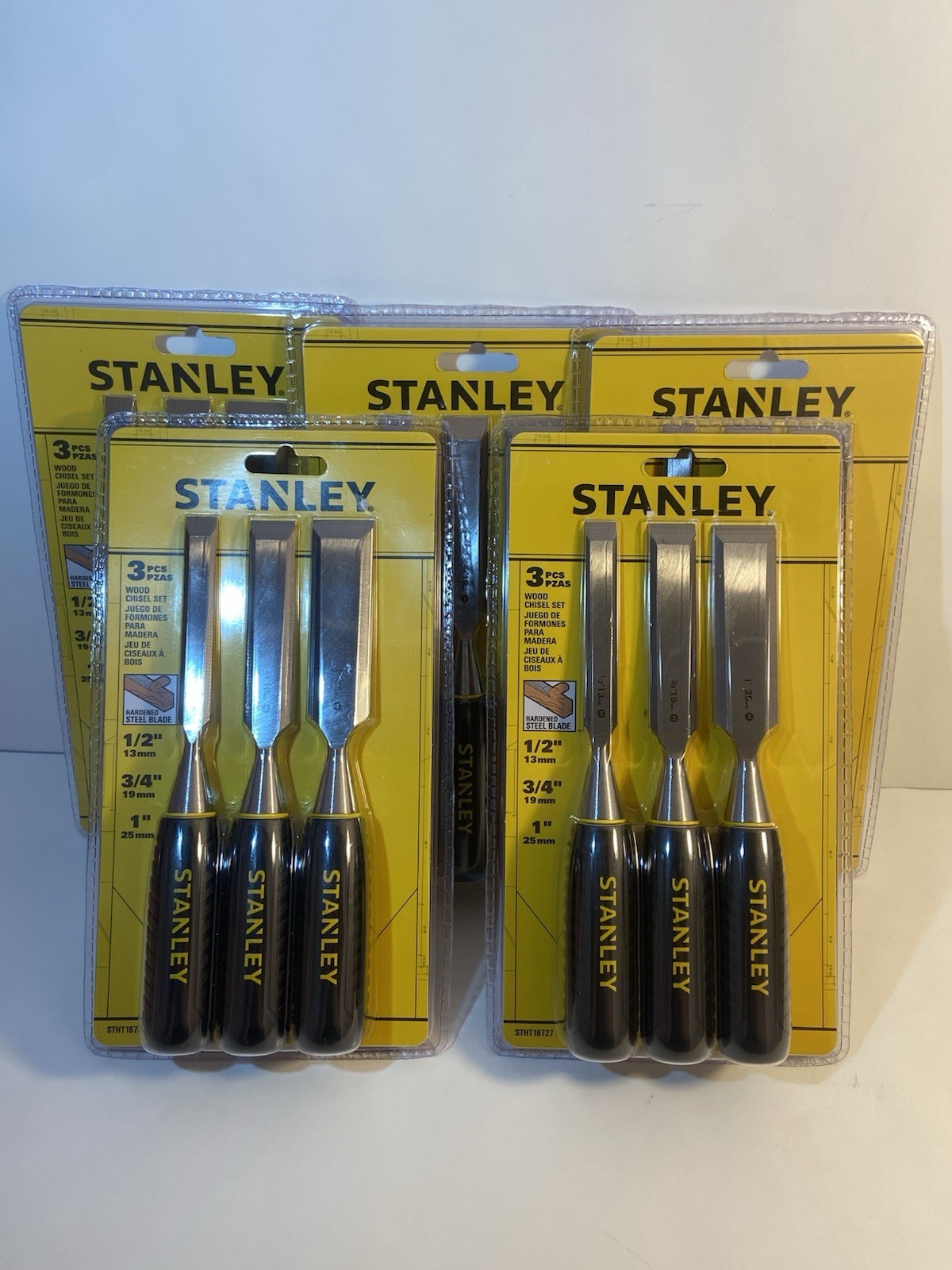Stanley Wood Chisel Set Lot of 5 New 3-Piece Sets Free Shipping