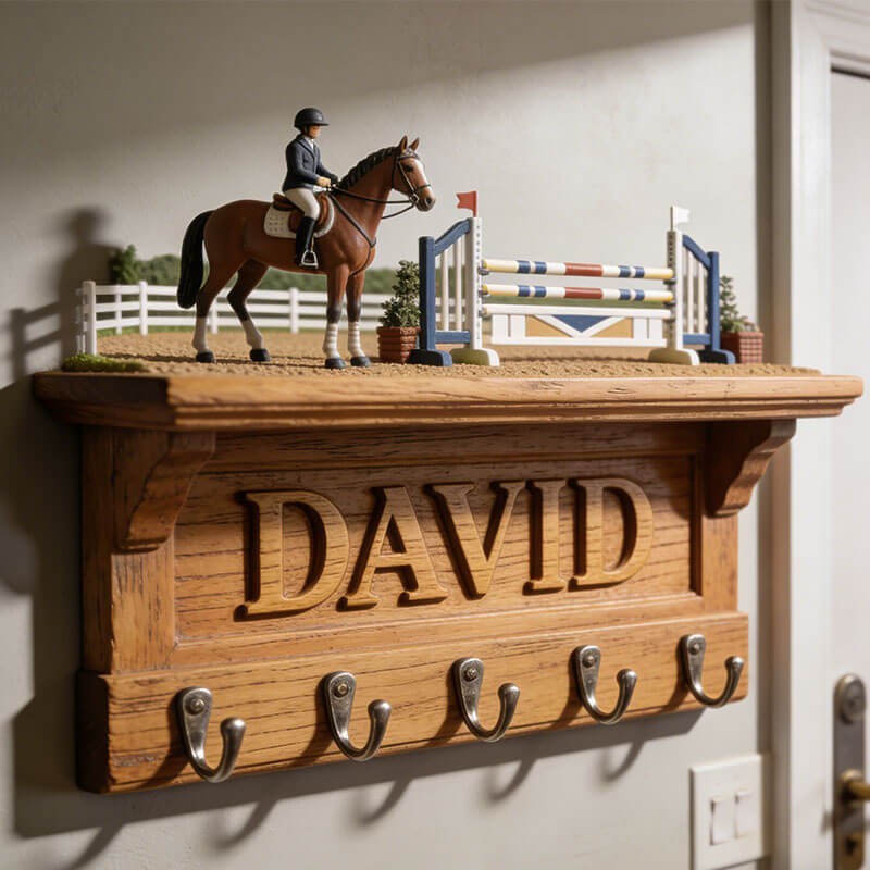 Custom equestrian-themed wall hooks key holder