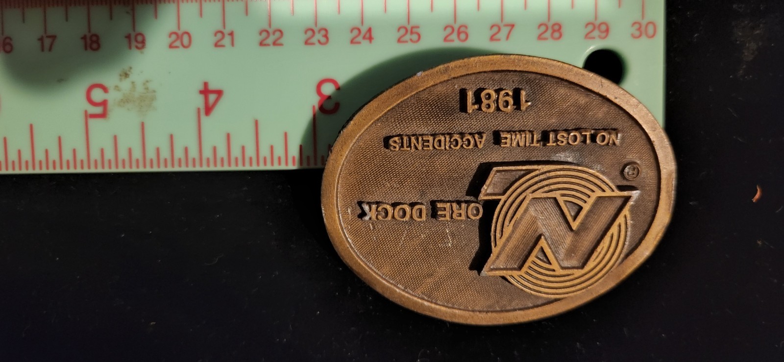 VINTAGE Rare - 1981 - Ore Dock No Lost Time Accidents RAILROAD Award Belt Buckle
