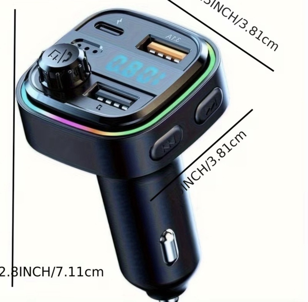 Fm Transmitter - Transmitter Stereo - Fm Transmitter - 2 USB Ports, 1 USB C