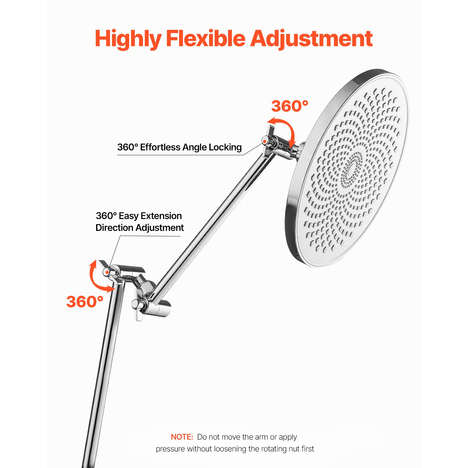 Shower Head Extension Arm Extender 11 in Adjustable Angle Height G1/2 Universal