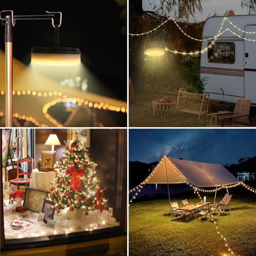 2-Pack Solar Camping String Lights, 39.4FT Portable Waterproof Camping 2 Pack