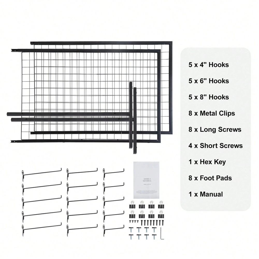 2Pcs 2x5.6ft Double Side Wire Gridwall Display Racks with T-Base